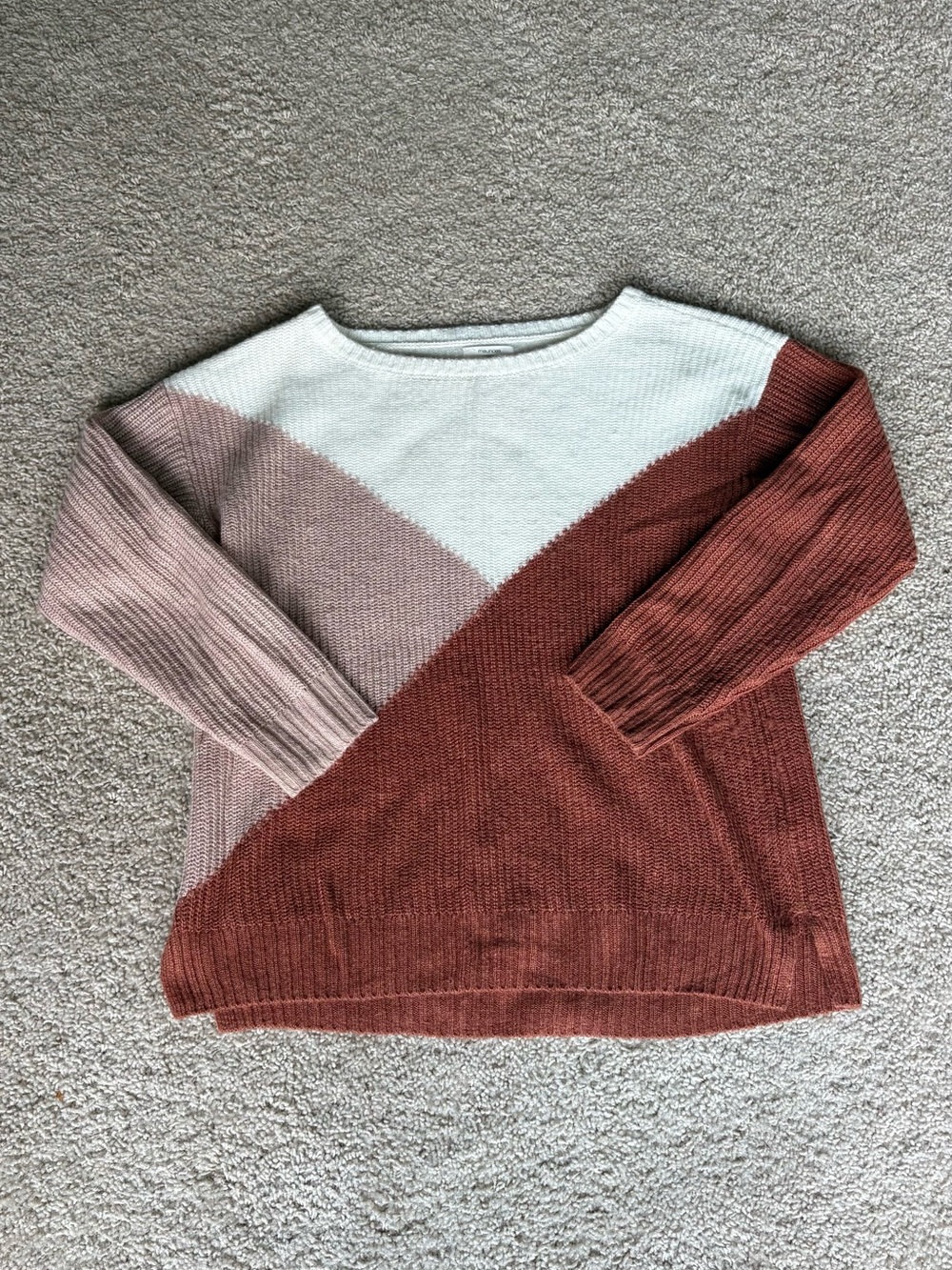 Maurices Rust, Blush & Cream Colorblock Crewneck Sweater